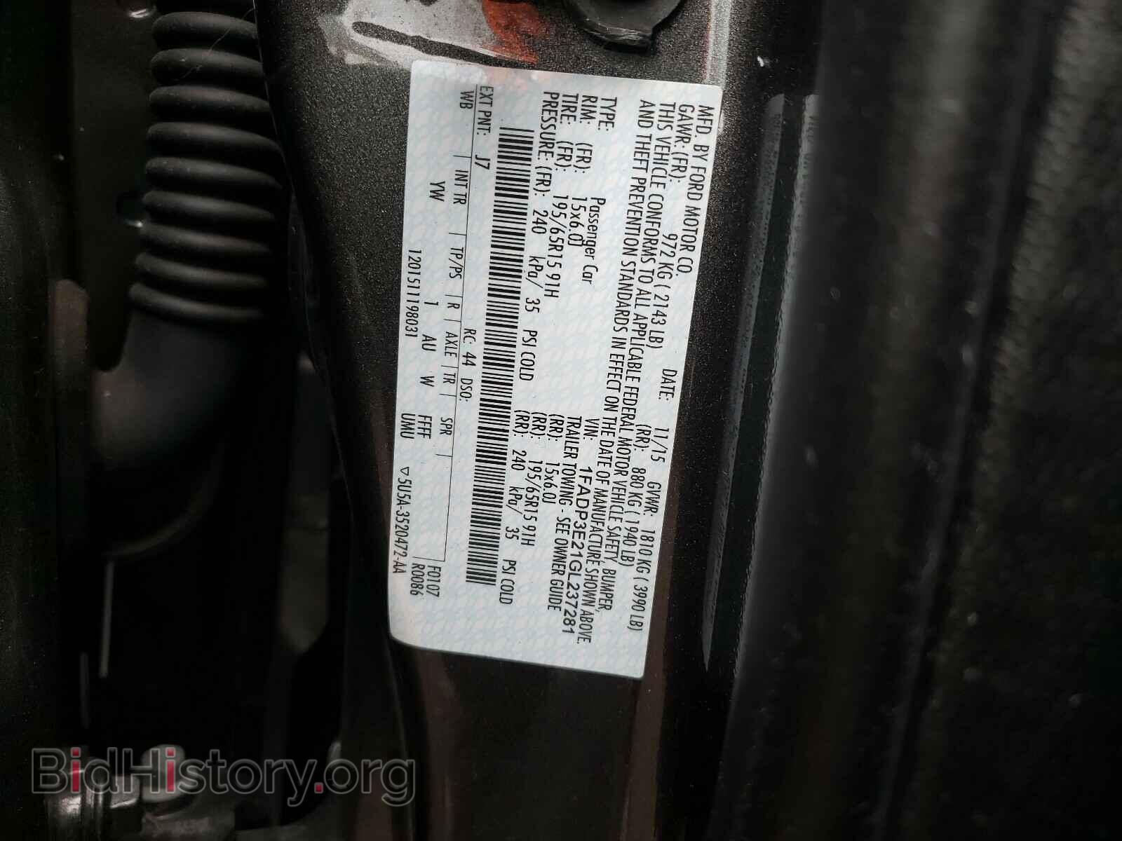 2016 FORD FOCUS - VIN: 1FADP3E21GL237281 - Фото 10
