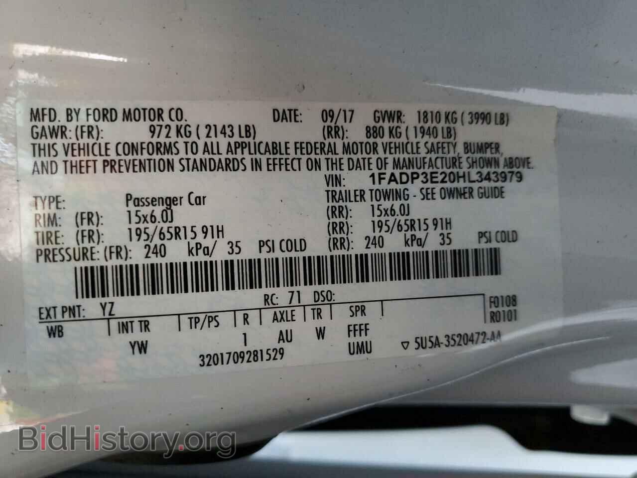 2017 FORD ALL Models - VIN: 1FADP3E20HL343979 - Фото 12