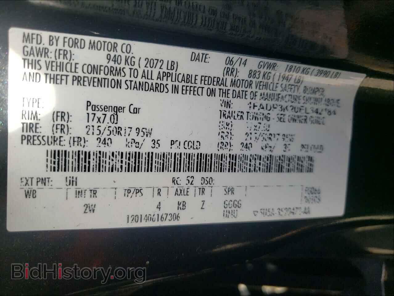 2014 FORD FOCUS - VIN: 1FADP3K20EL342184 - Фото 10