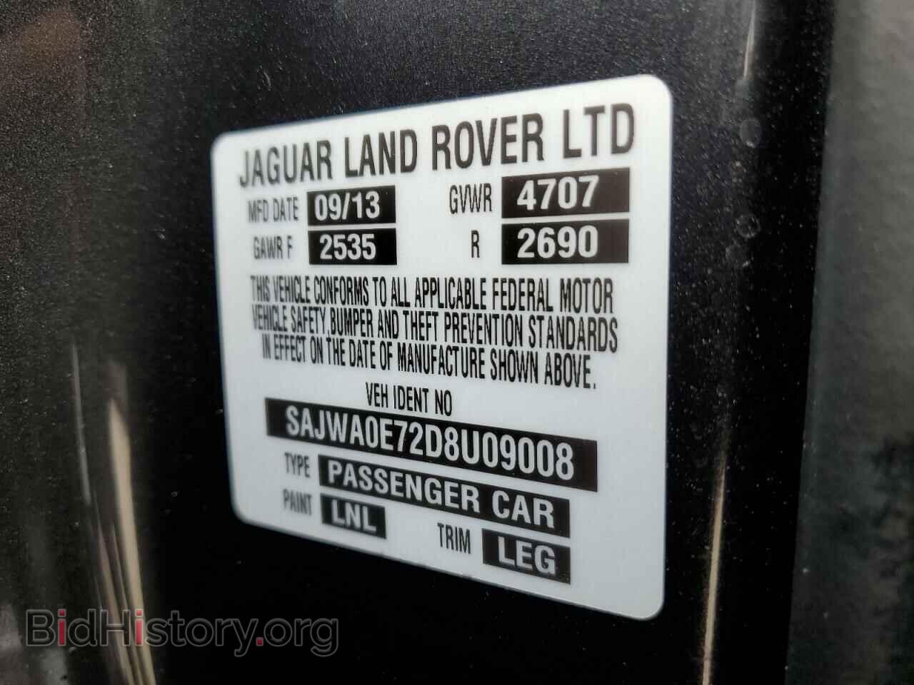 2013 JAGUAR XF - VIN: SAJWA0E72D8U09008 - Фото 10