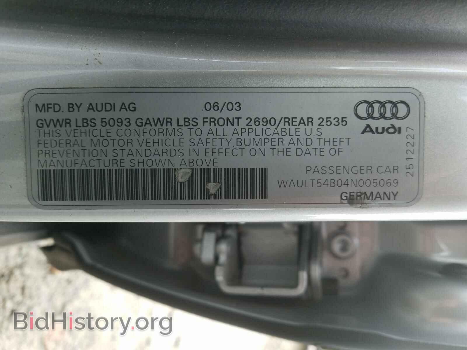 2004 AUDI A6 - VIN: WAULT54B04N005069 - Фото 10