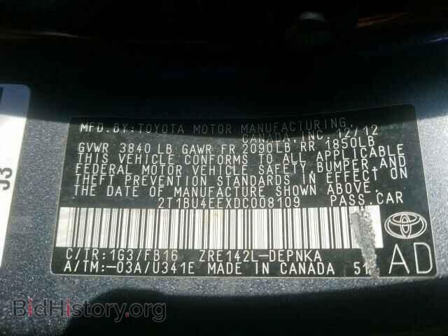 2013 TOYOTA COROLLA BA - VIN: 2T1BU4EEXDC008109 - Фото 10