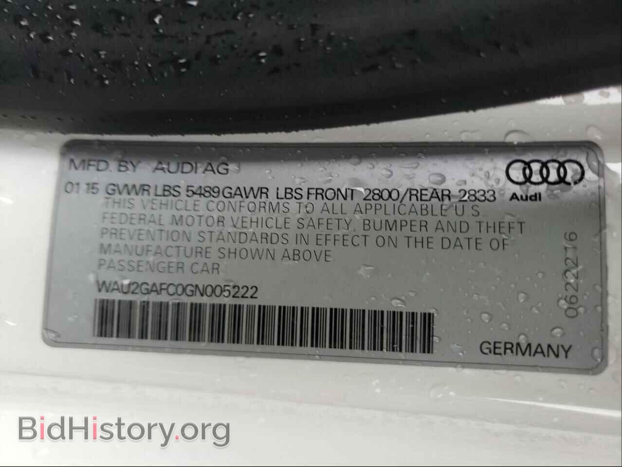 2016 AUDI A7 - VIN: WAU2GAFC0GN005222 - Фото 10