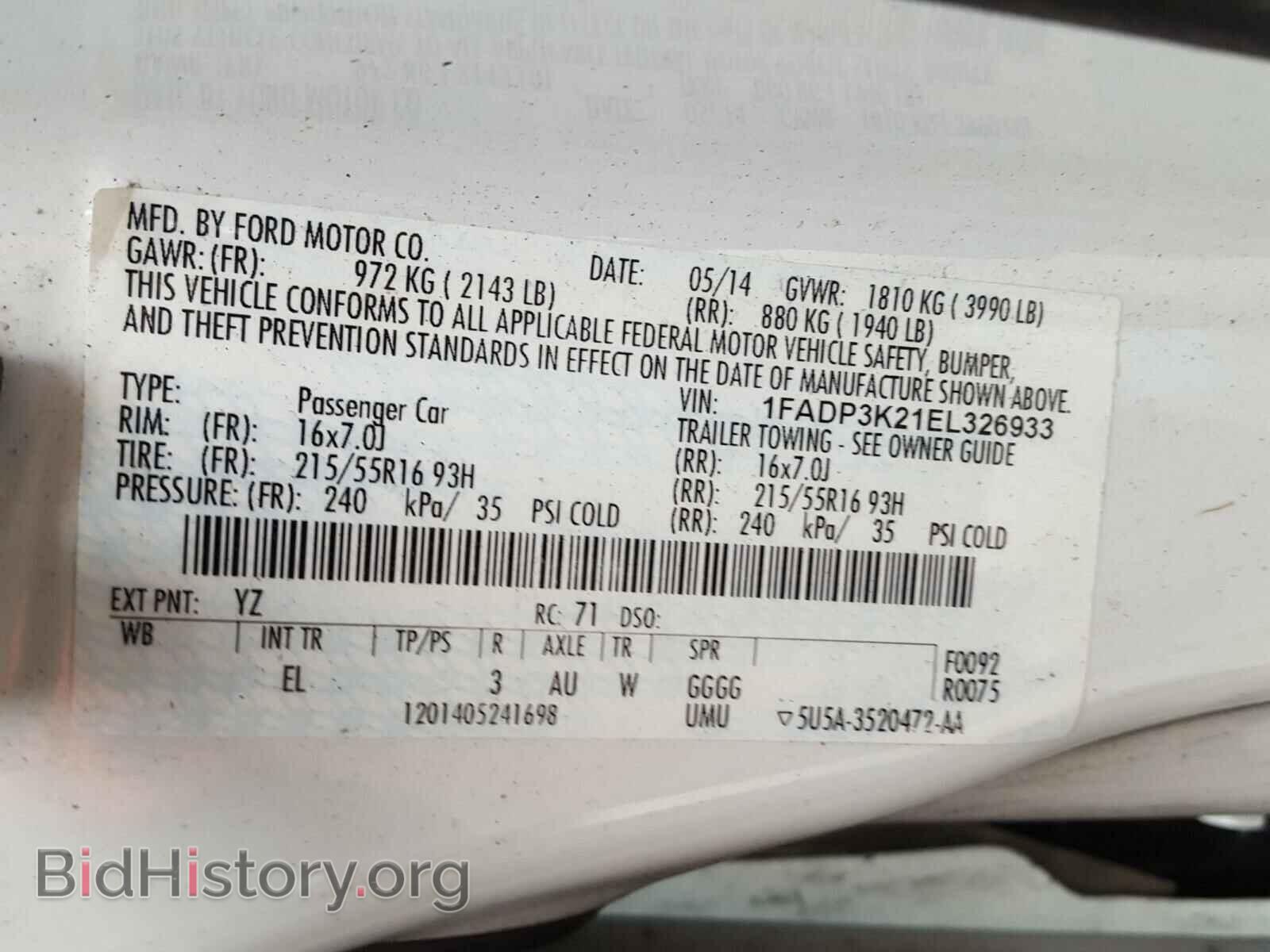 2014 FORD FOCUS - VIN: 1FADP3K21EL326933 - Photo 10
