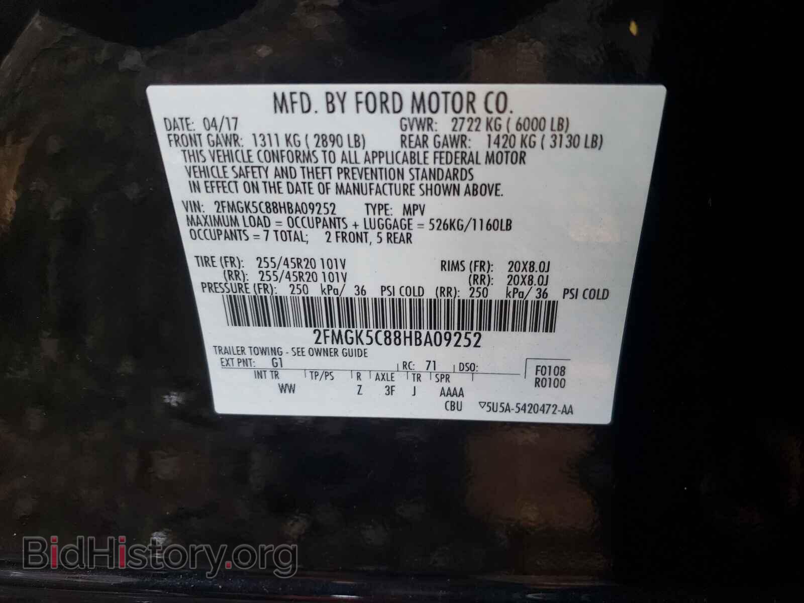 2017 FORD FLEX - VIN: 2FMGK5C88HBA09252 - Photo 10