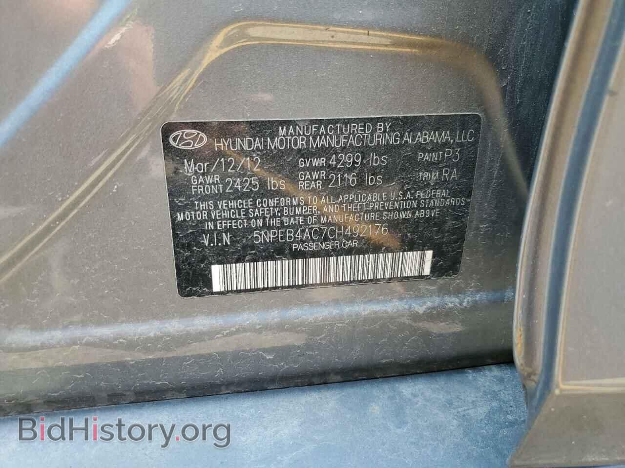 2012 HYUNDAI SONATA - VIN: 5NPEB4AC7CH492176 - Фото 12