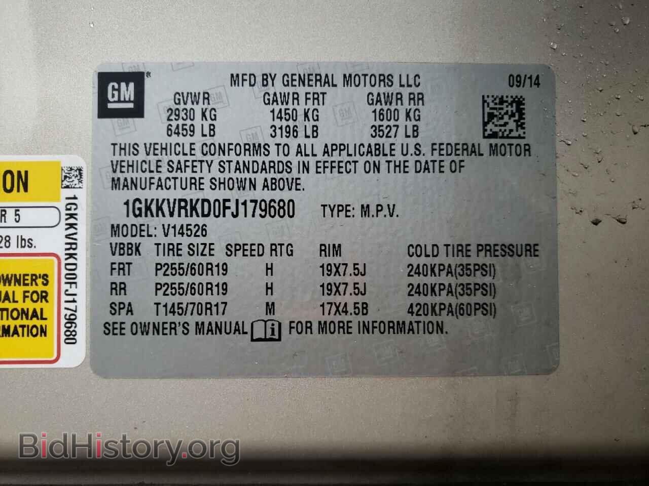 2015 GMC ACADIA - VIN: 1GKKVRKD0FJ179680 - Фото 13
