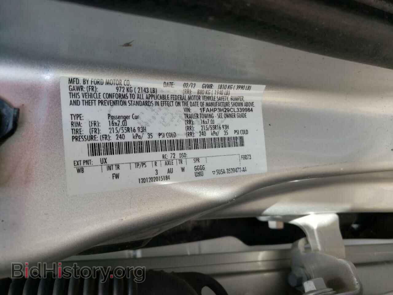 2012 FORD FOCUS - VIN: 1FAHP3H29CL339984 - Фото 12