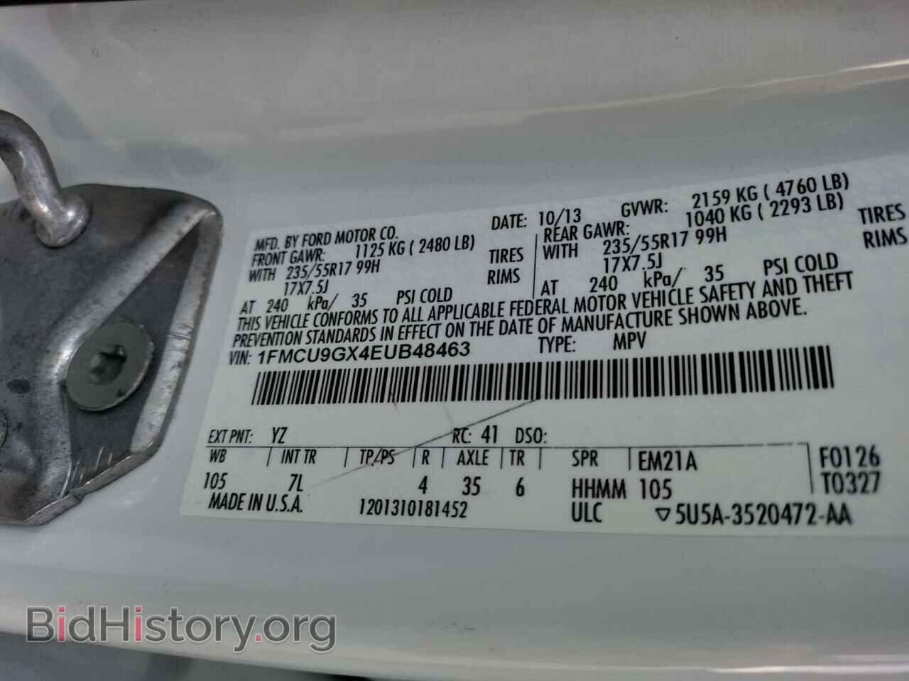 2014 FORD ESCAPE - VIN: 1FMCU9GX4EUB48463 - Photo 10