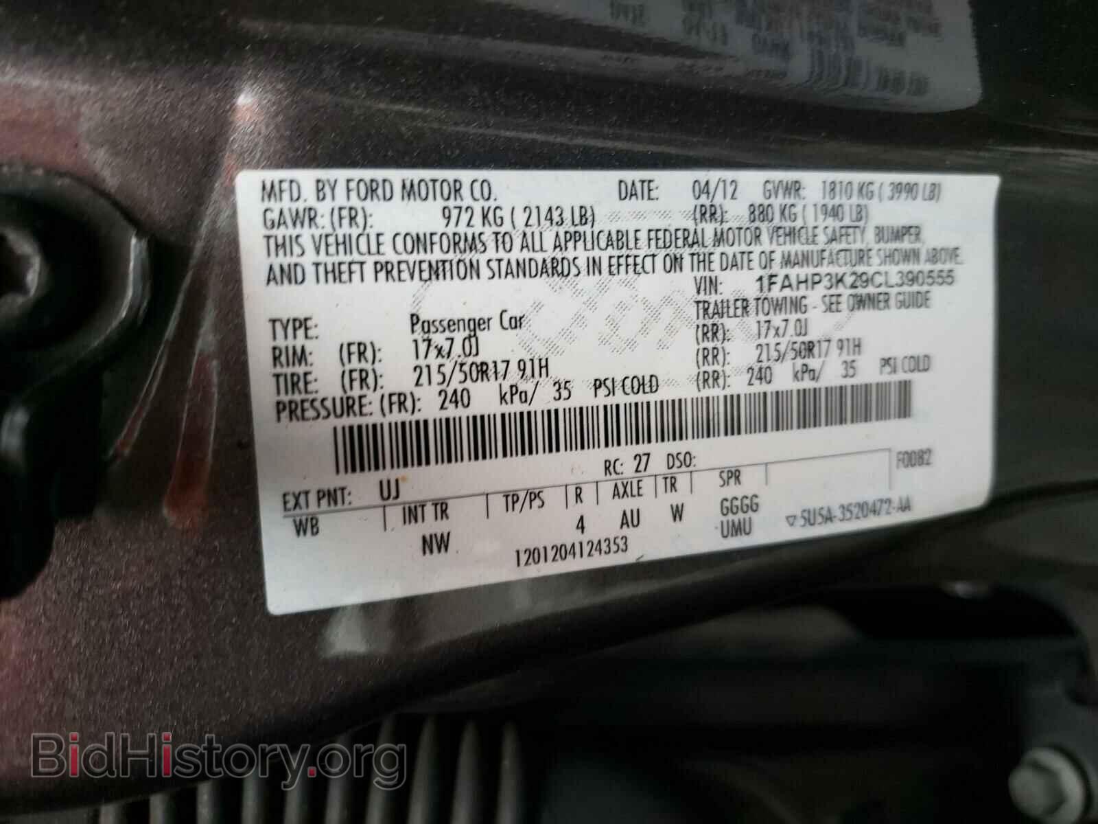 2012 FORD FOCUS - VIN: 1FAHP3K29CL390555 - Фото 10