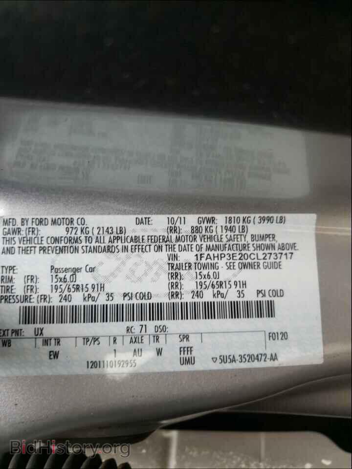 2012 FORD FOCUS - VIN: 1FAHP3E20CL273717 - Фото 10
