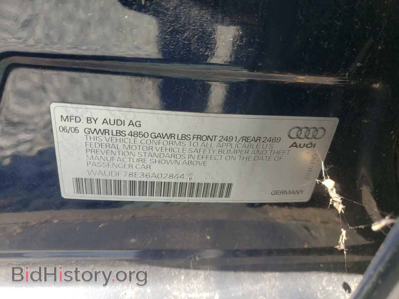 2006 AUDI A4 - VIN: WAUDF78E36A028447 - Фото 10