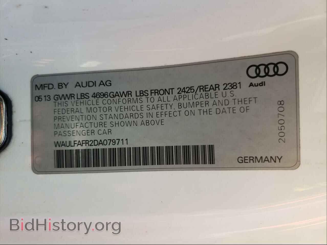2013 AUDI A5 - VIN: WAULFAFR2DA079711 - Фото 10