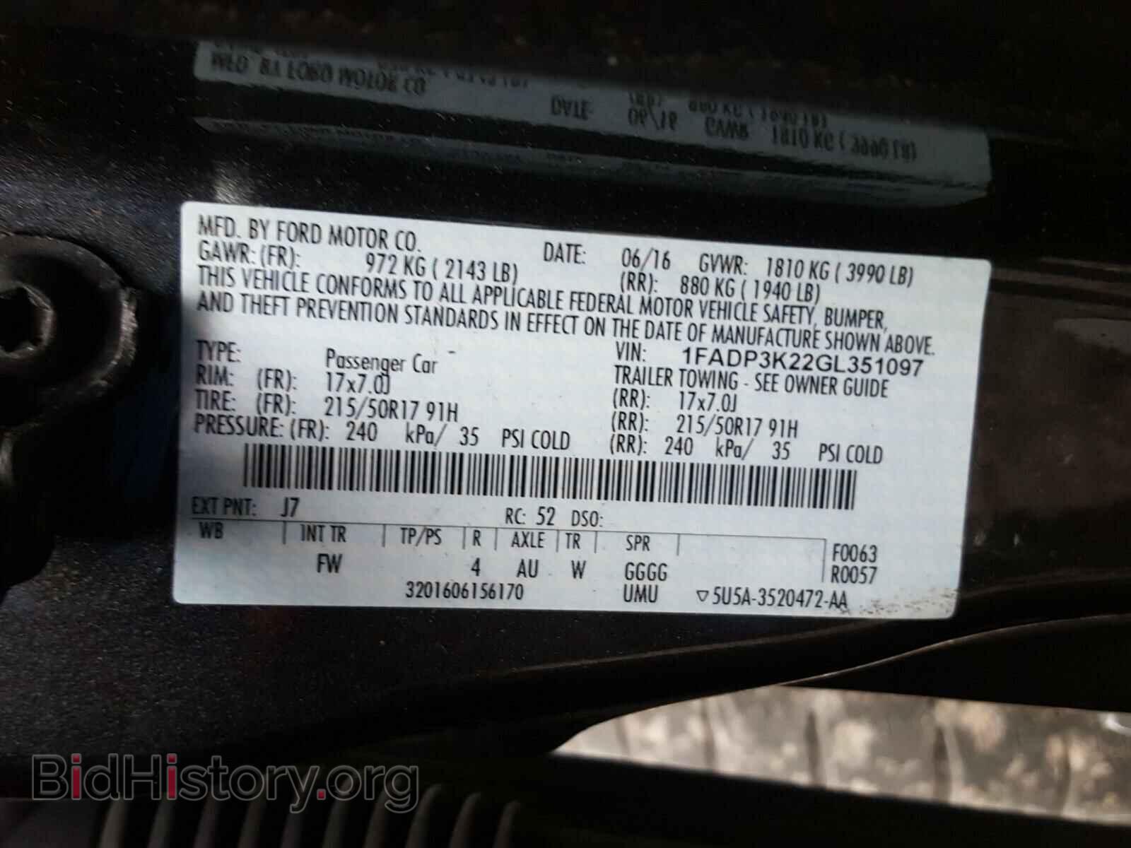 2016 FORD FOCUS - VIN: 1FADP3K22GL351097 - Photo 10