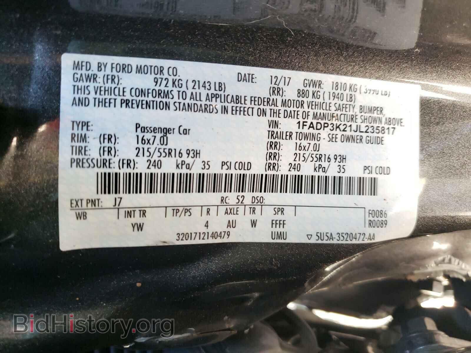 2018 FORD FOCUS - VIN: 1FADP3K21JL235817 - Фото 10