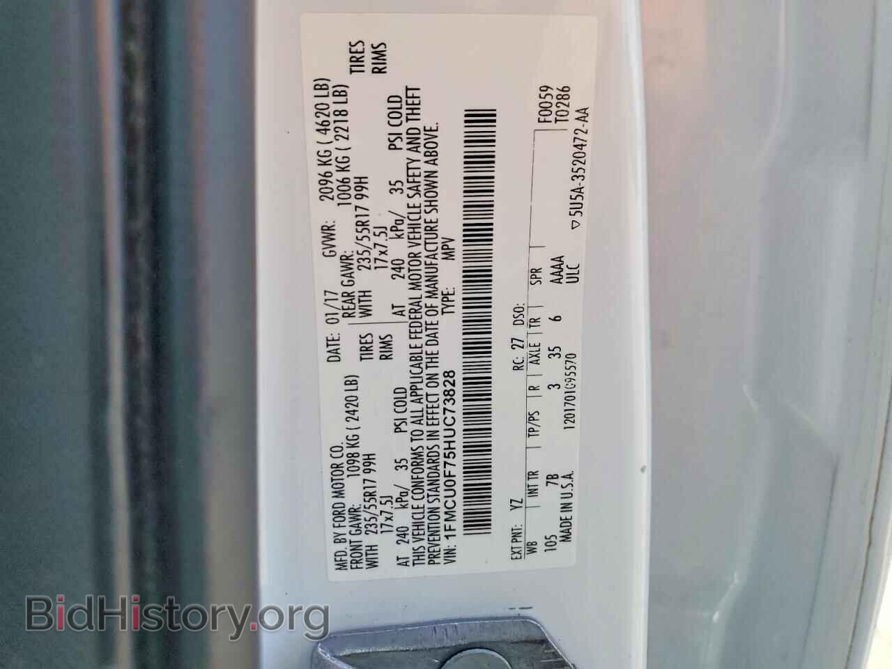 2017 FORD ESCAPE - VIN: 1FMCU0F75HUC73828 - Фото 13