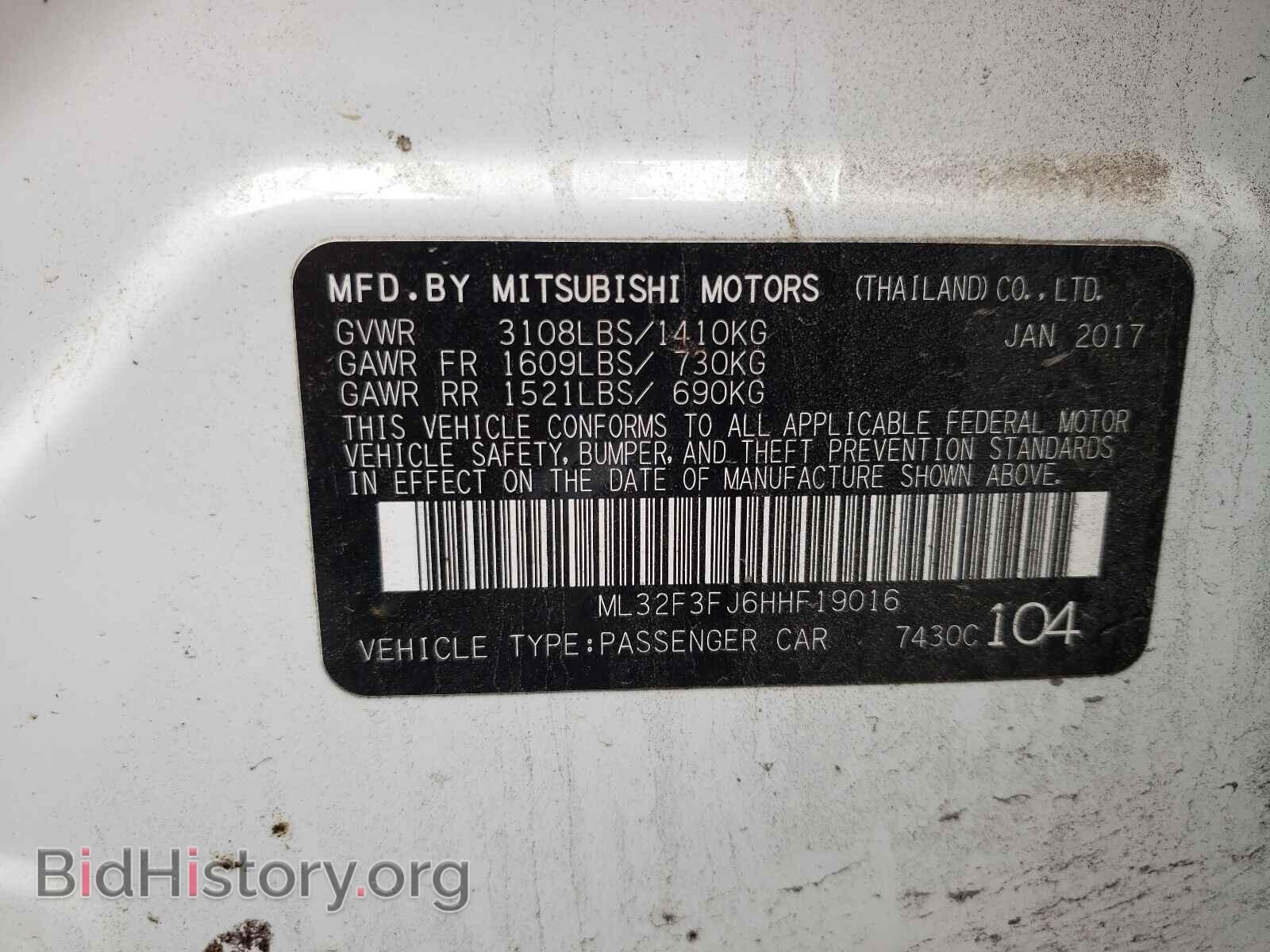 2017 MITSUBISHI MIRAGE - VIN: ML32F3FJ6HHF19016 - Фото 10