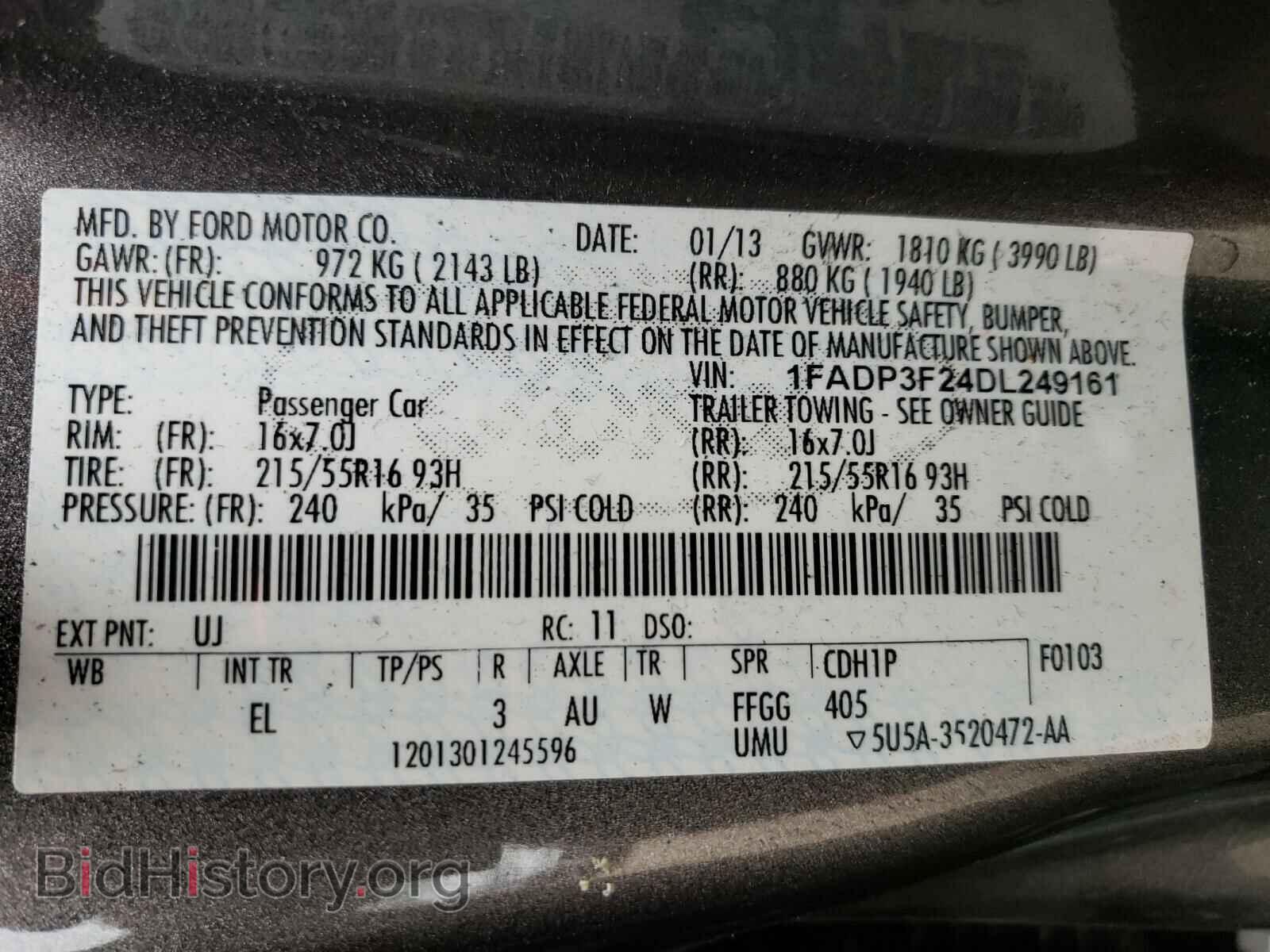 2013 FORD FOCUS - VIN: 1FADP3F24DL249161 - Фото 10