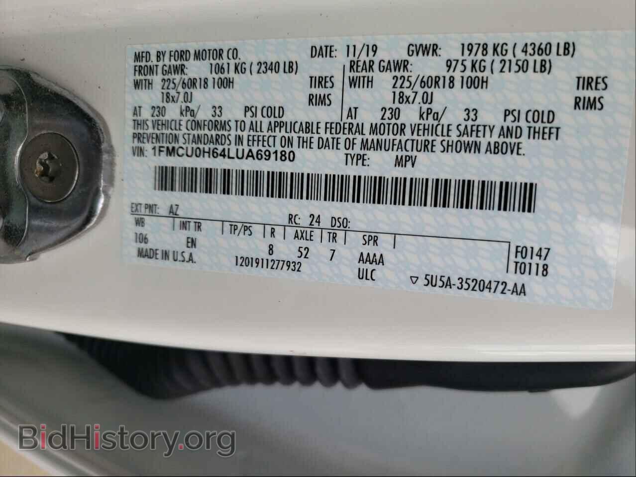 2020 FORD ESCAPE - VIN: 1FMCU0H64LUA69180 - Photo 10