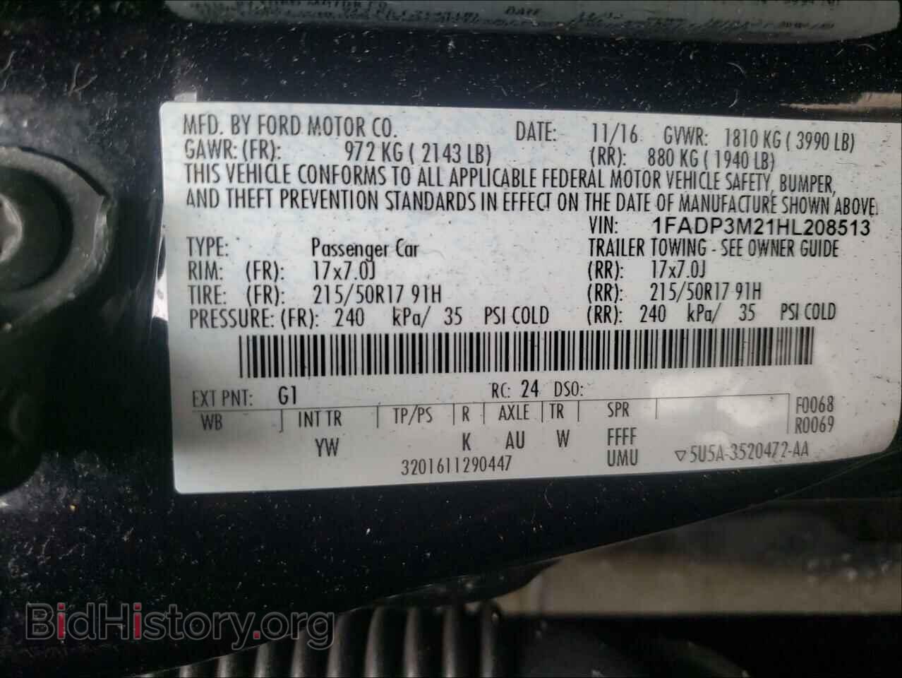 2017 FORD FOCUS - VIN: 1FADP3M21HL208513 - Фото 10
