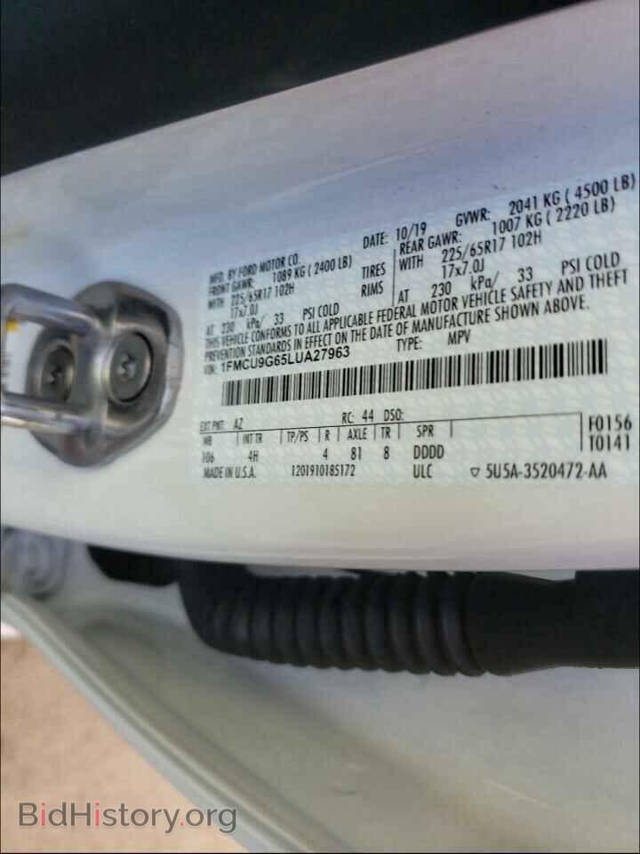 2020 FORD ESCAPE - VIN: 1FMCU9G65LUA27963 - Photo 10