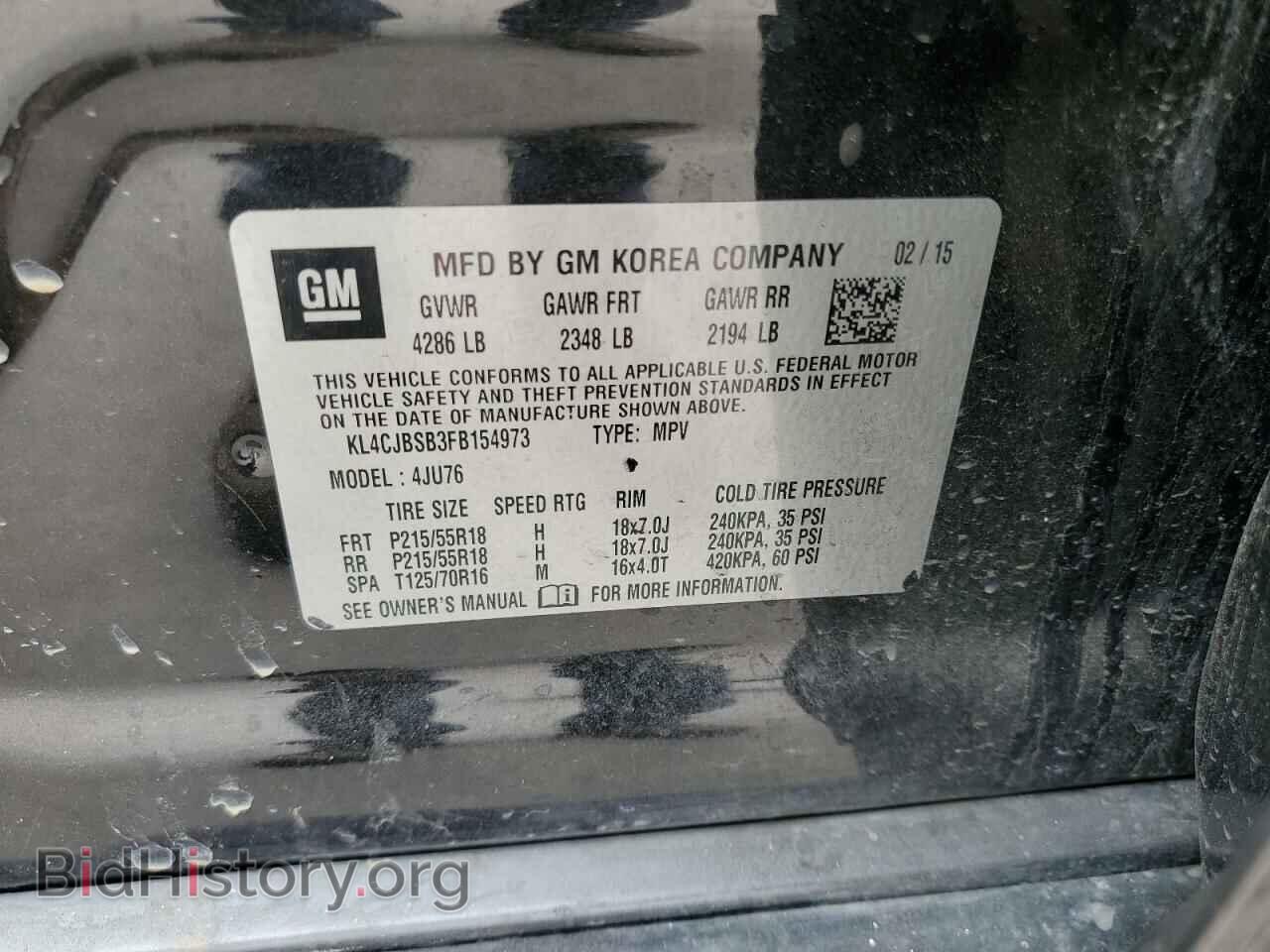 2015 BUICK ENCORE - VIN: KL4CJBSB3FB154973 - Фото 10
