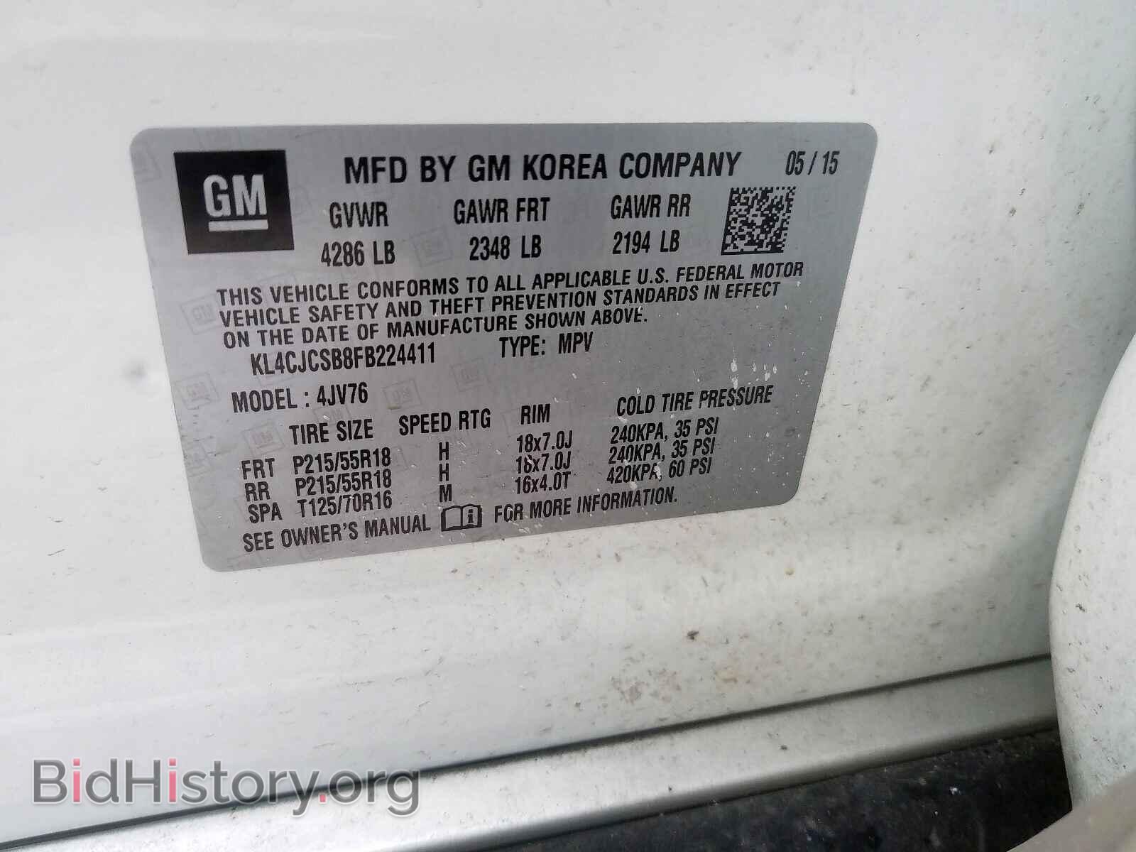2015 BUICK ENCORE - VIN: KL4CJCSB8FB224411 - Фото 10