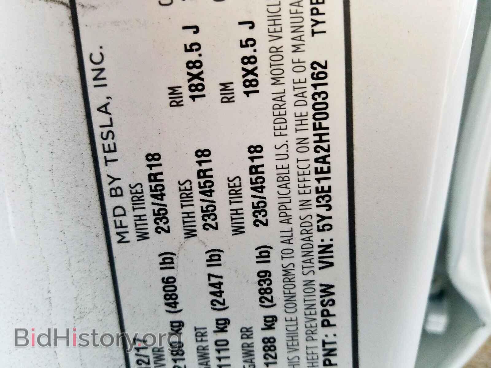 2017 TESLA MODEL 3 - VIN: 5YJ3E1EA2HF003162 - Photo 10