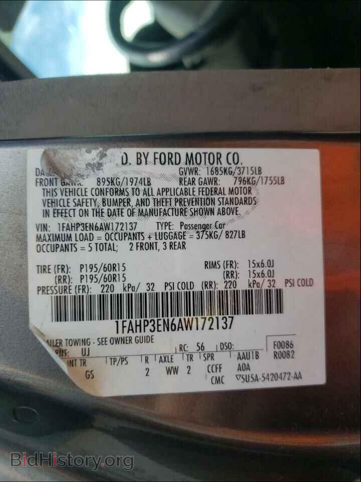 2010 FORD FOCUS - VIN: 1FAHP3EN6AW172137 - Фото 10