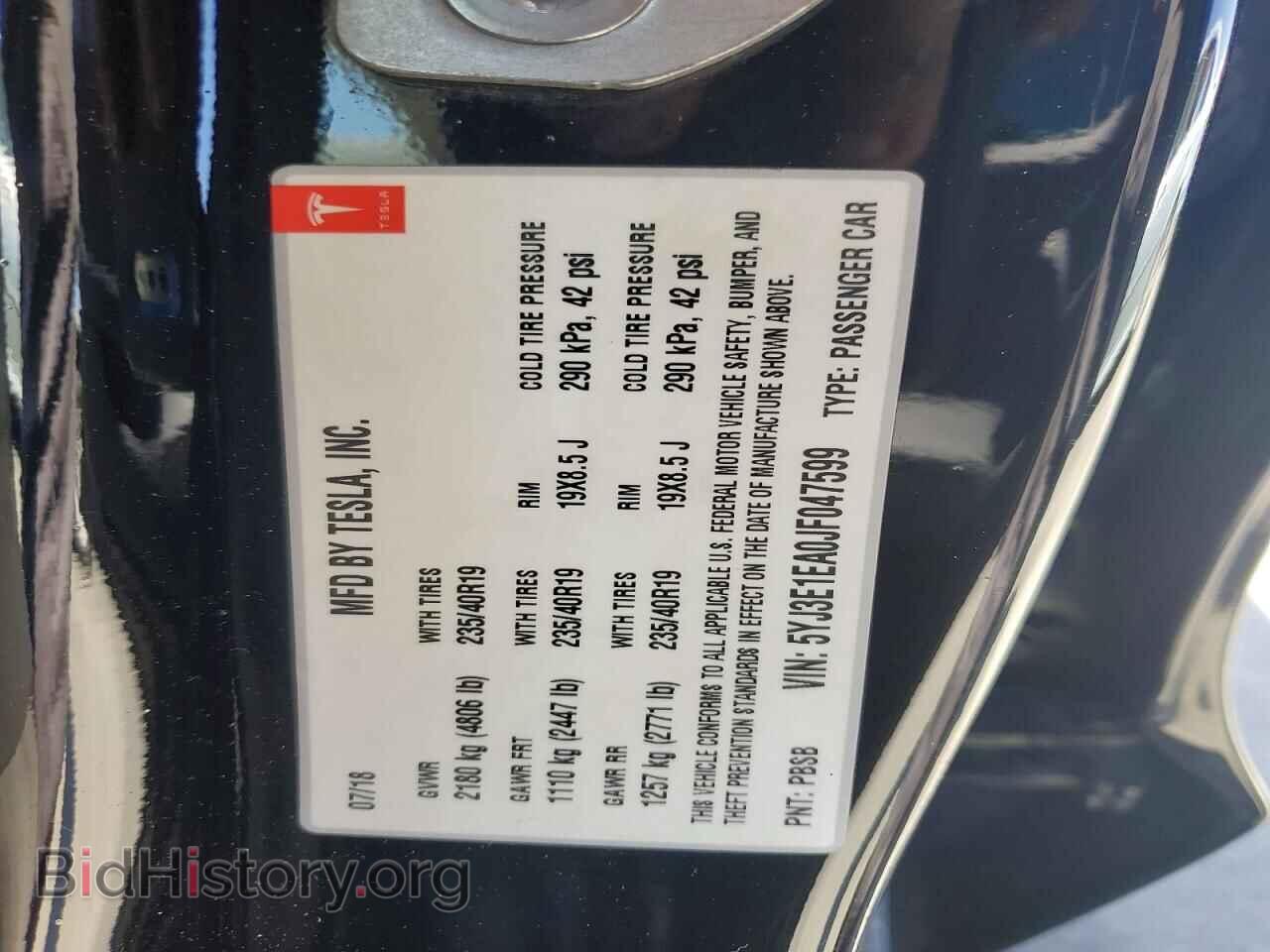2018 TESLA MODEL 3 - VIN: 5YJ3E1EA0JF047599 - Photo 12