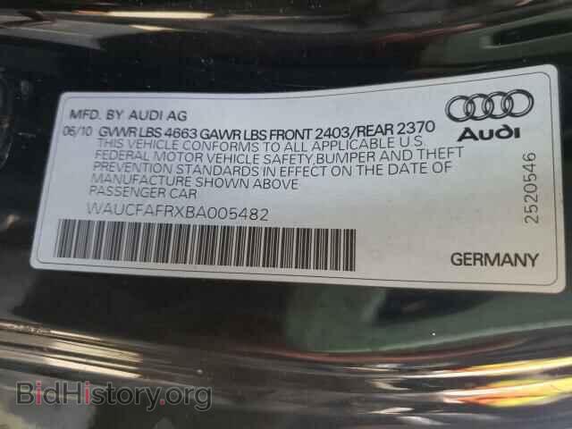 2011 AUDI A5 - VIN: WAUCFAFRXBA005482 - Фото 10