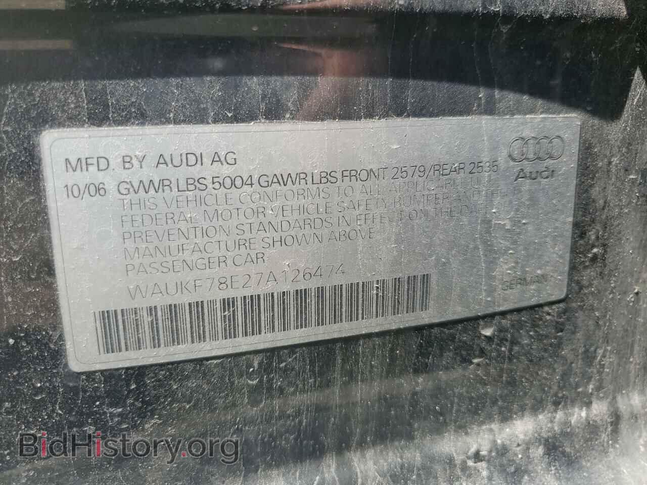 2007 AUDI A4 - VIN: WAUKF78E27A126474 - Фото 12