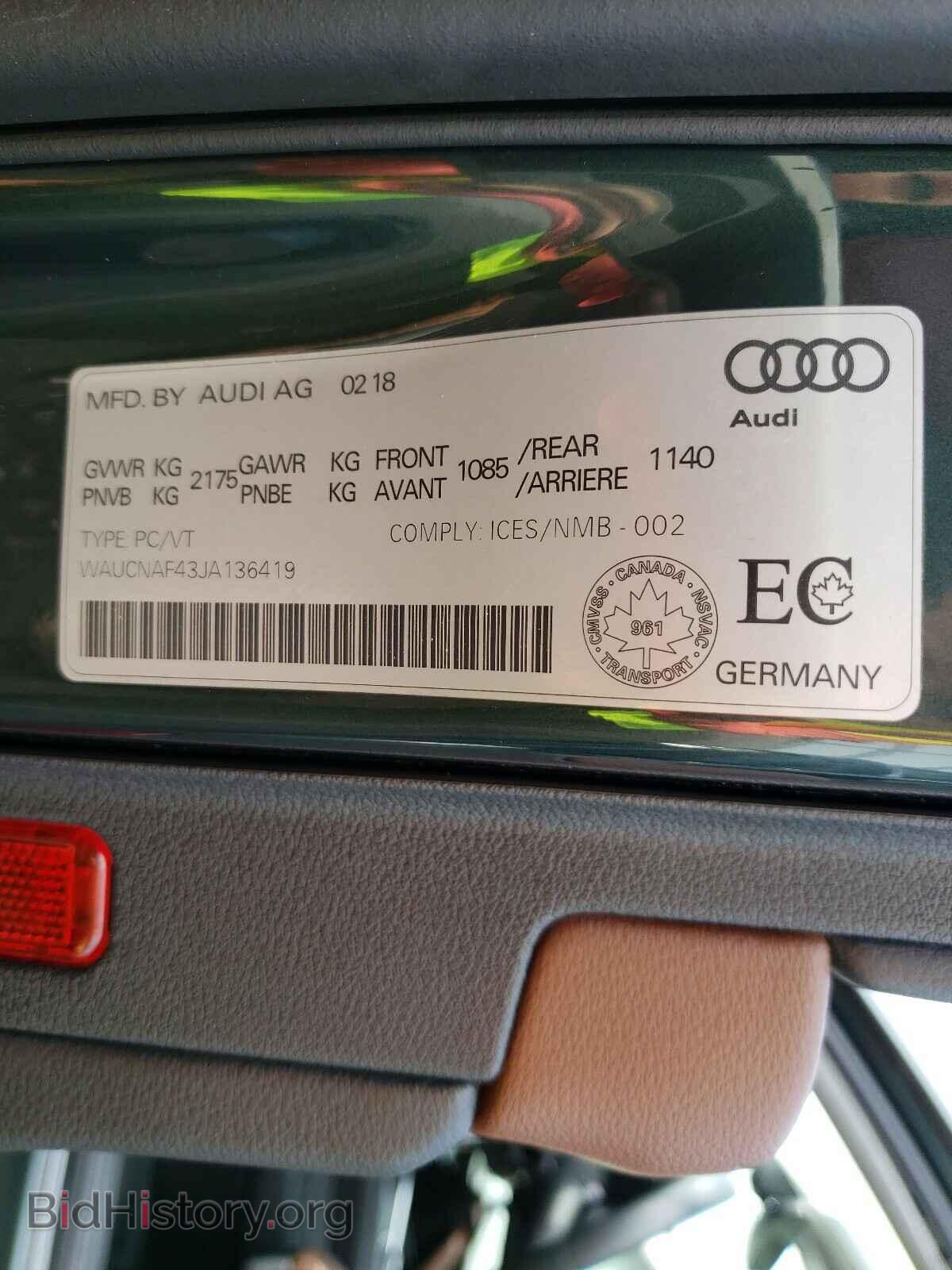 2018 AUDI A4 - VIN: WAUCNAF43JA136419 - Photo 10