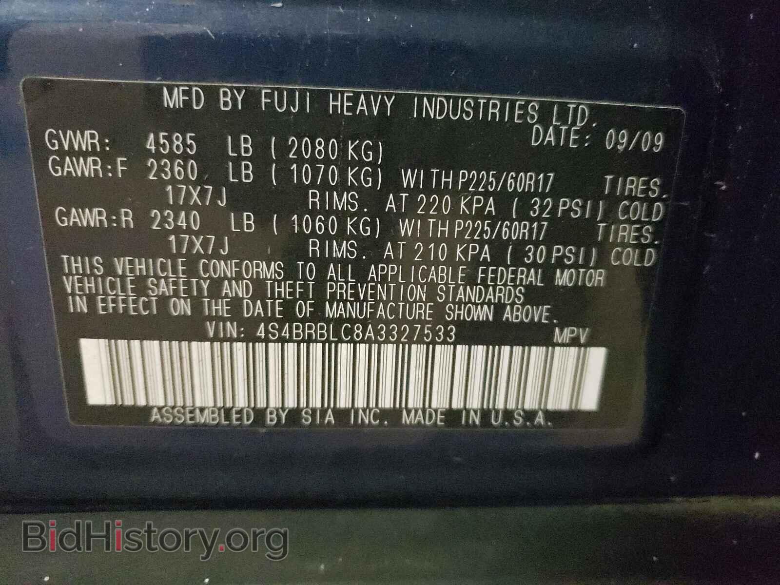 2010 SUBARU OUTBACK - VIN: 4S4BRBLC8A3327533 - Photo 10