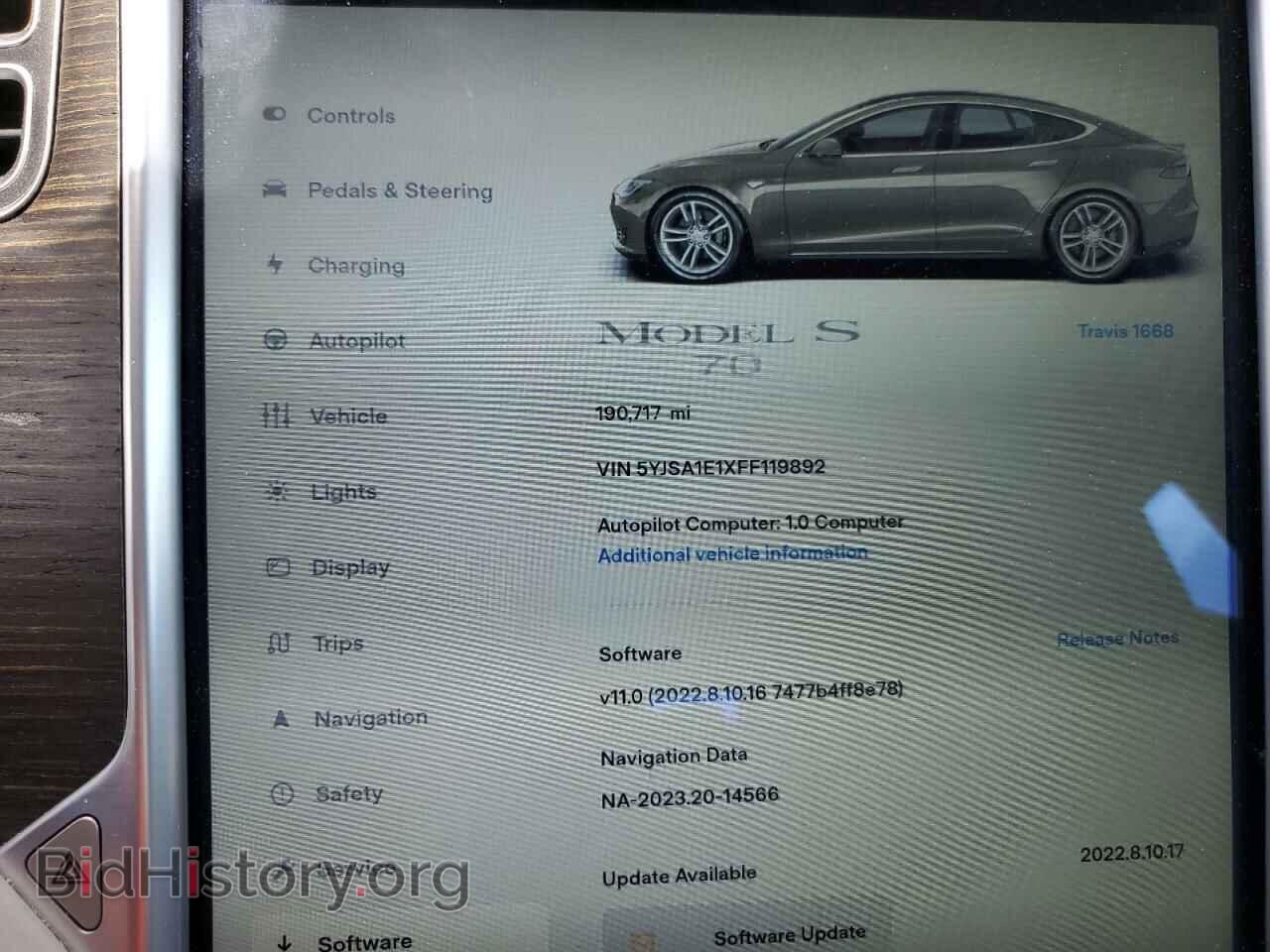 2015 TESLA MODEL S - VIN: 5YJSA1E1XFF119892 - Photo 9