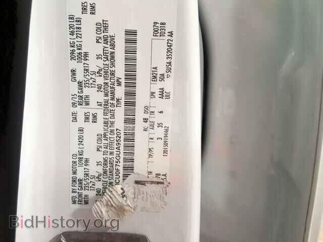 2016 FORD ESCAPE S - VIN: 1FMCU0F75GUA95207 - Фото 10