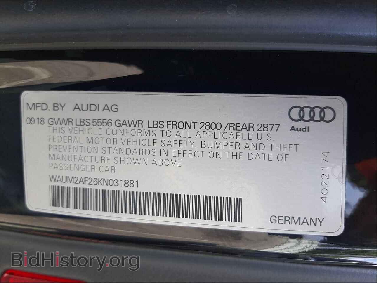 2019 AUDI A6 - VIN: WAUM2AF26KN031881 - Фото 10