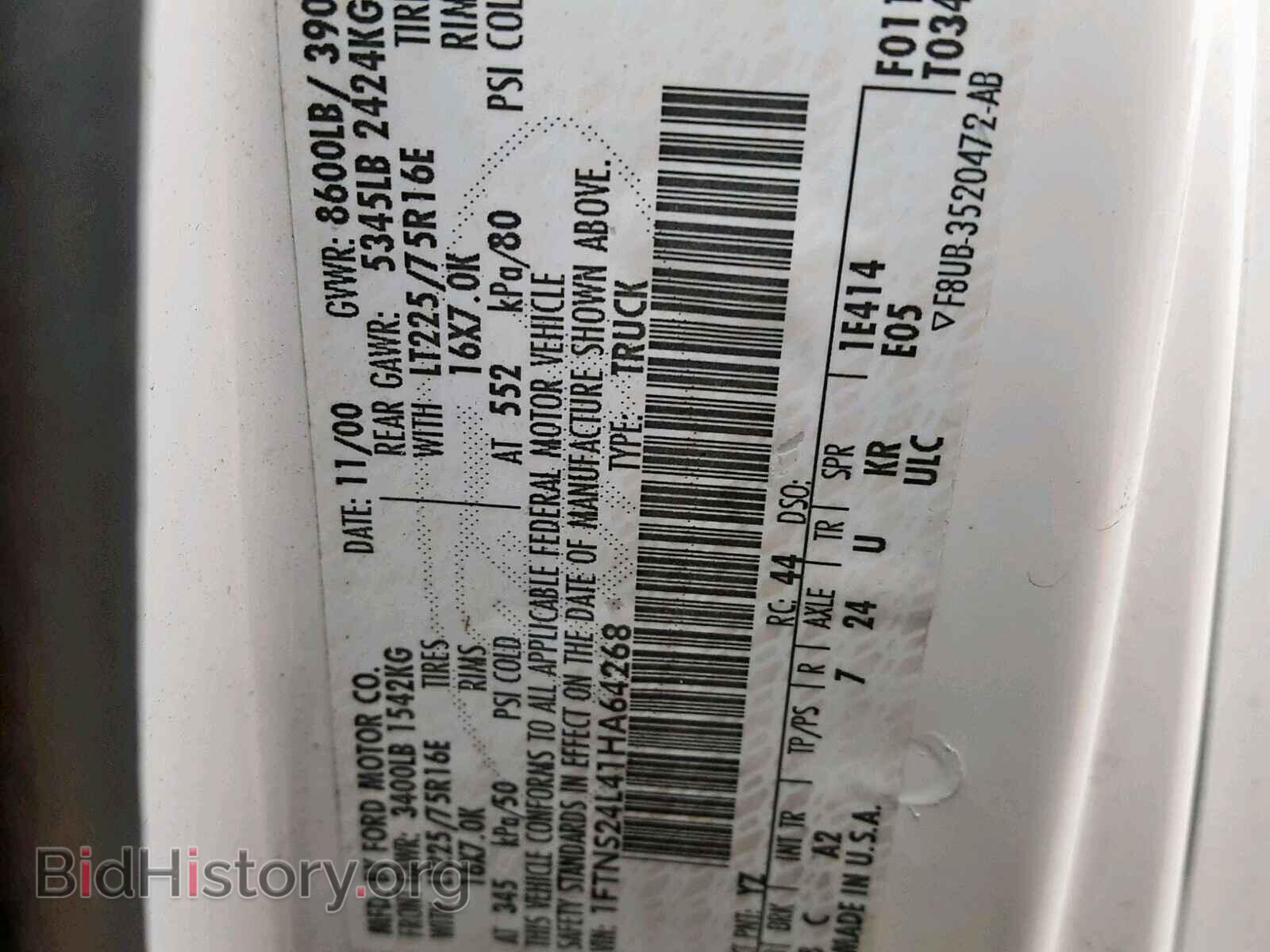2001 FORD ECONOLINE - VIN: 1FTNS24L41HA64268 - Photo 10