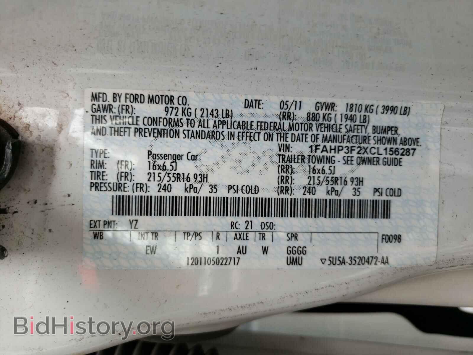 2012 FORD FOCUS - VIN: 1FAHP3F2XCL156287 - Фото 10