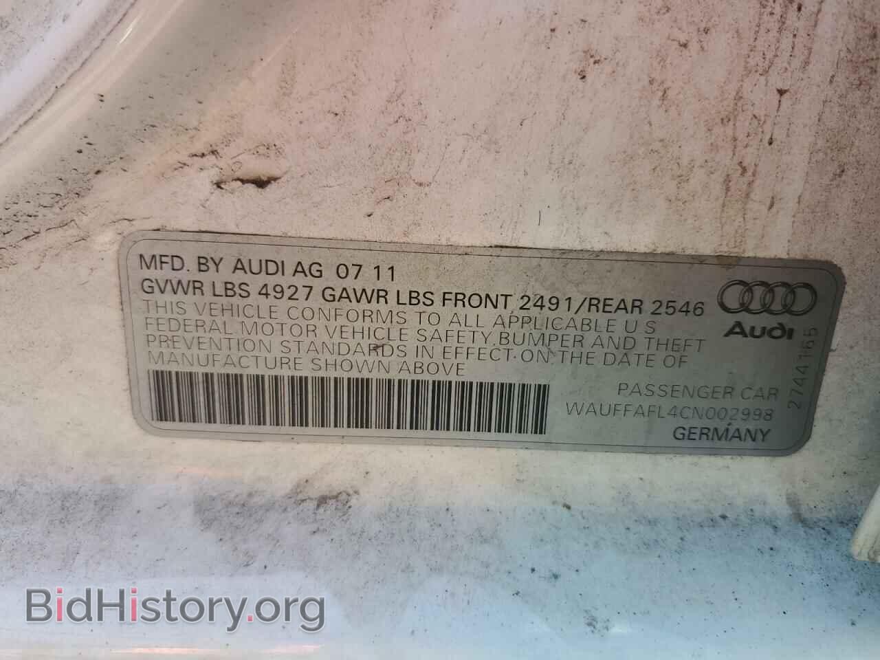 2012 AUDI A4 - VIN: WAUFFAFL4CN002998 - Фото 10