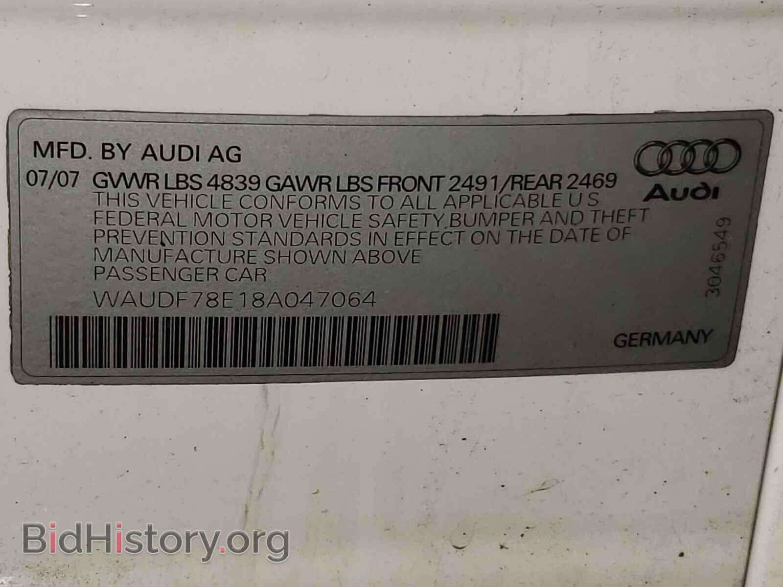 2008 AUDI A4 - VIN: WAUDF78E18A047064 - Фото 10