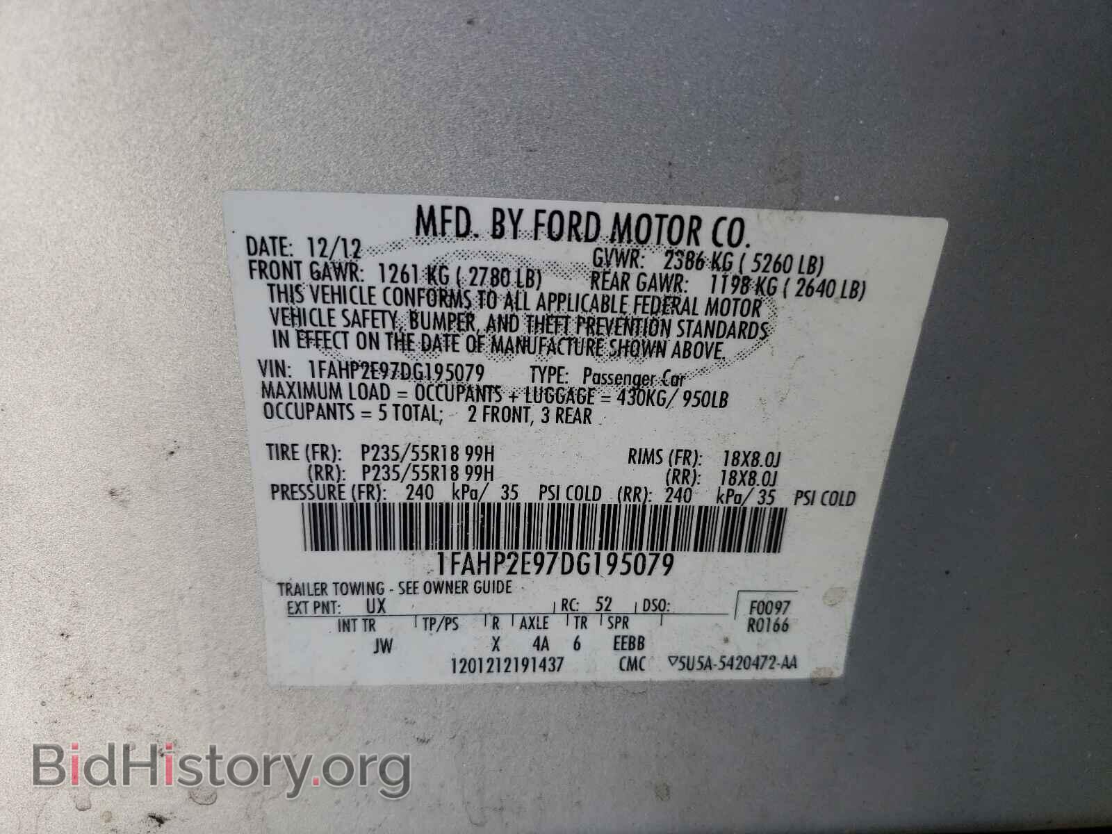2013 FORD TAURUS - VIN: 1FAHP2E97DG195079 - Фото 10