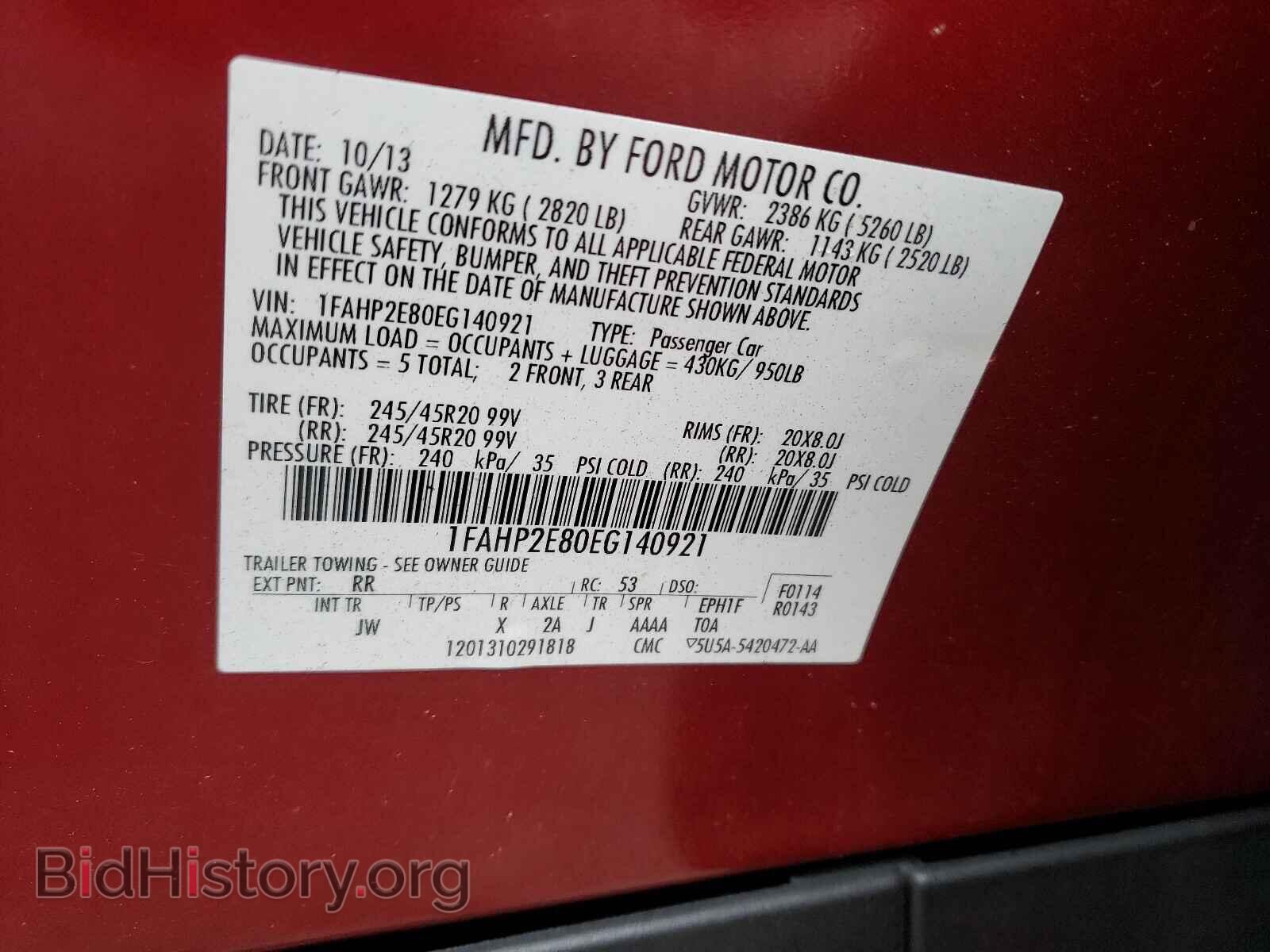2014 FORD TAURUS - VIN: 1FAHP2E80EG140921 - Photo 10