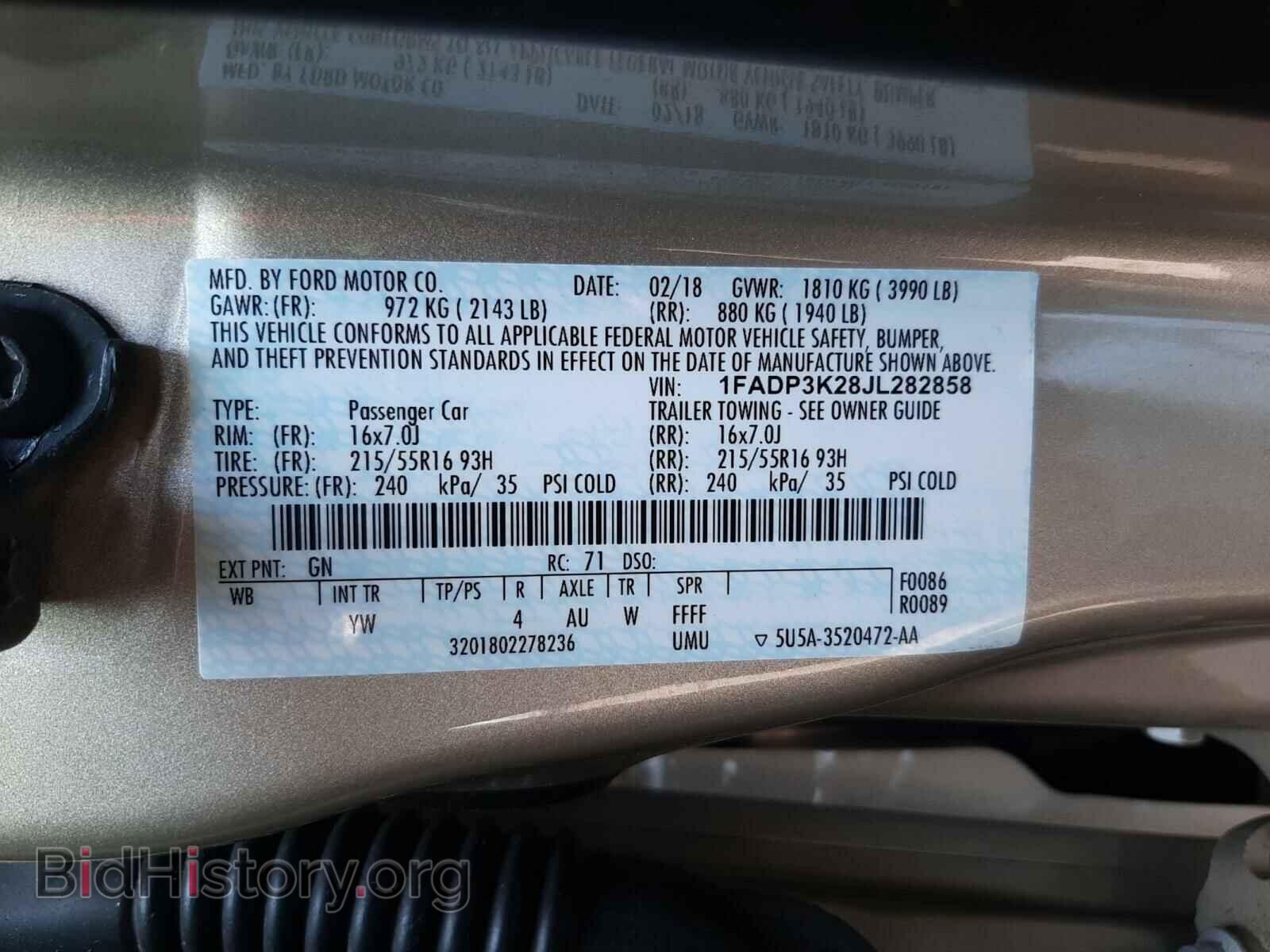 2018 FORD FOCUS - VIN: 1FADP3K28JL282858 - Фото 10