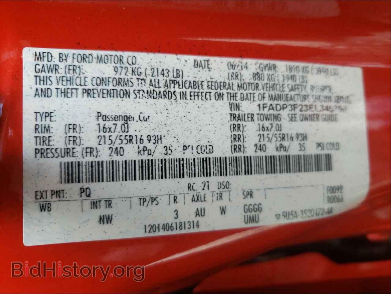 2014 FORD FOCUS - VIN: 1FADP3F23EL345350 - Фото 10