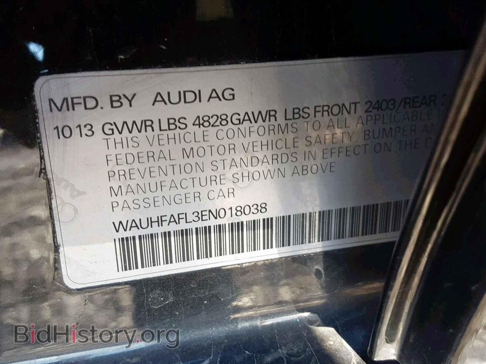 2014 AUDI A4 - VIN: WAUHFAFL3EN018038 - Фото 10
