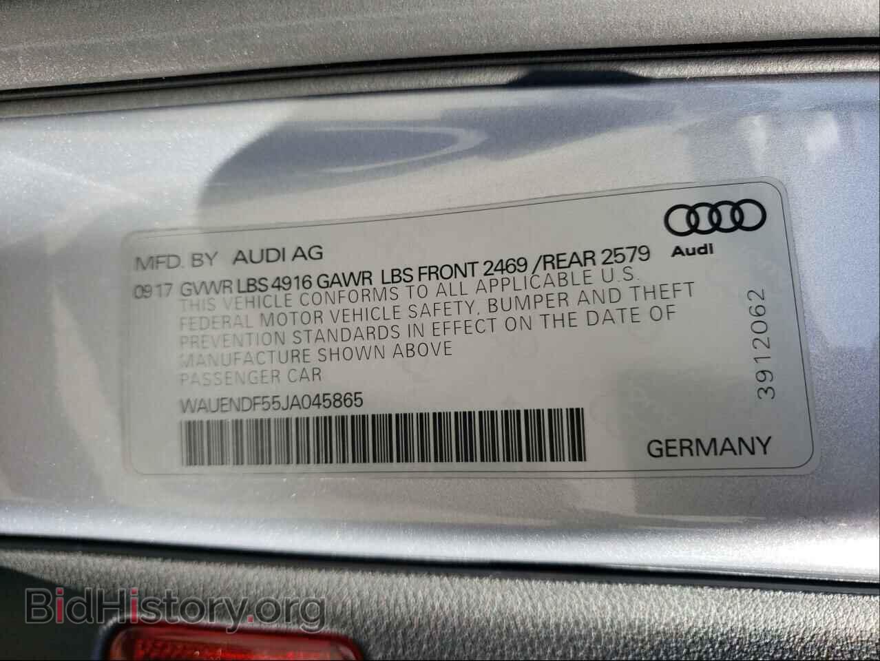 2018 AUDI A5 - VIN: WAUENDF55JA045865 - Photo 10