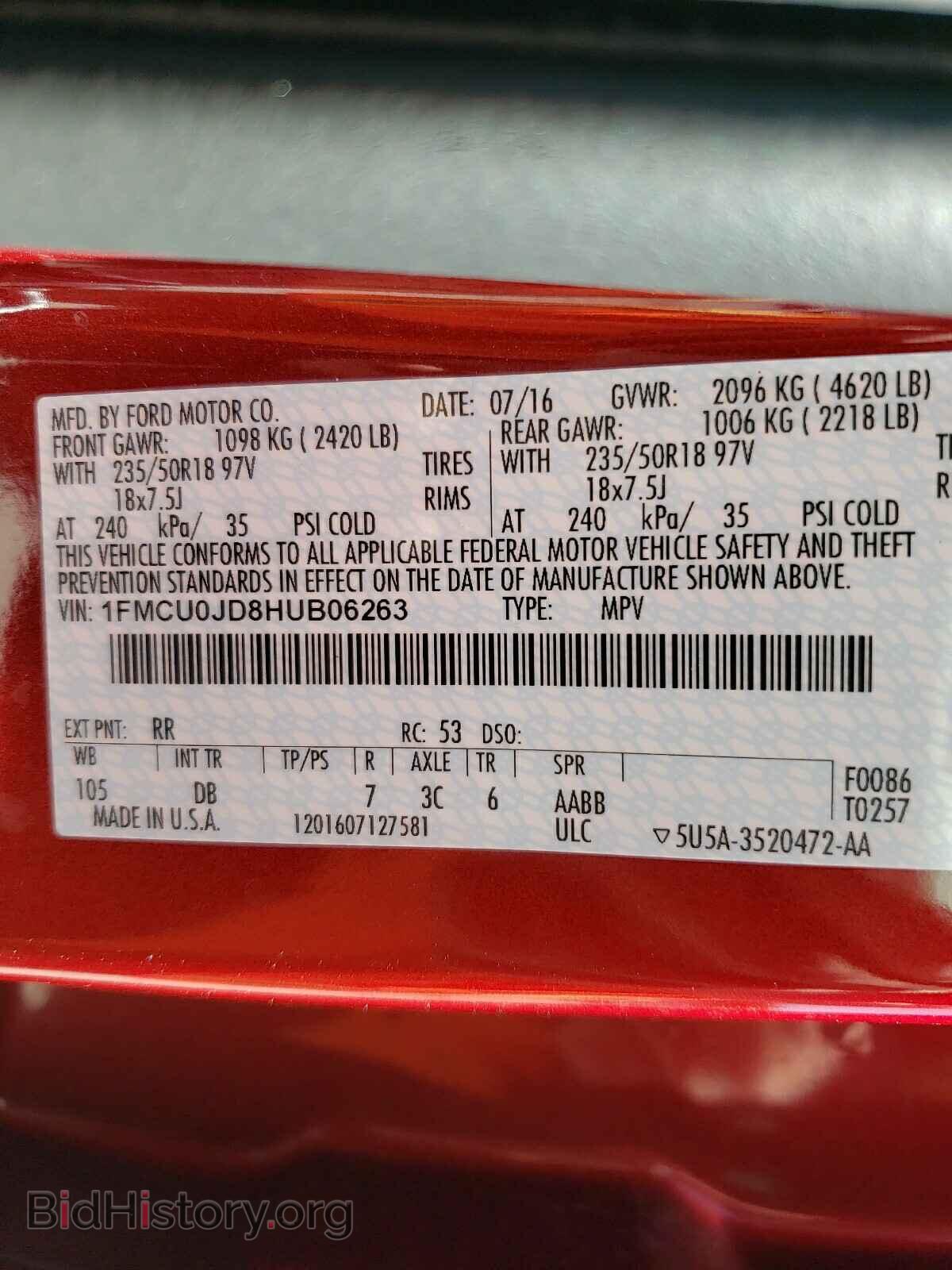 2017 FORD ESCAPE - VIN: 1FMCU0JD8HUB06263 - Фото 10