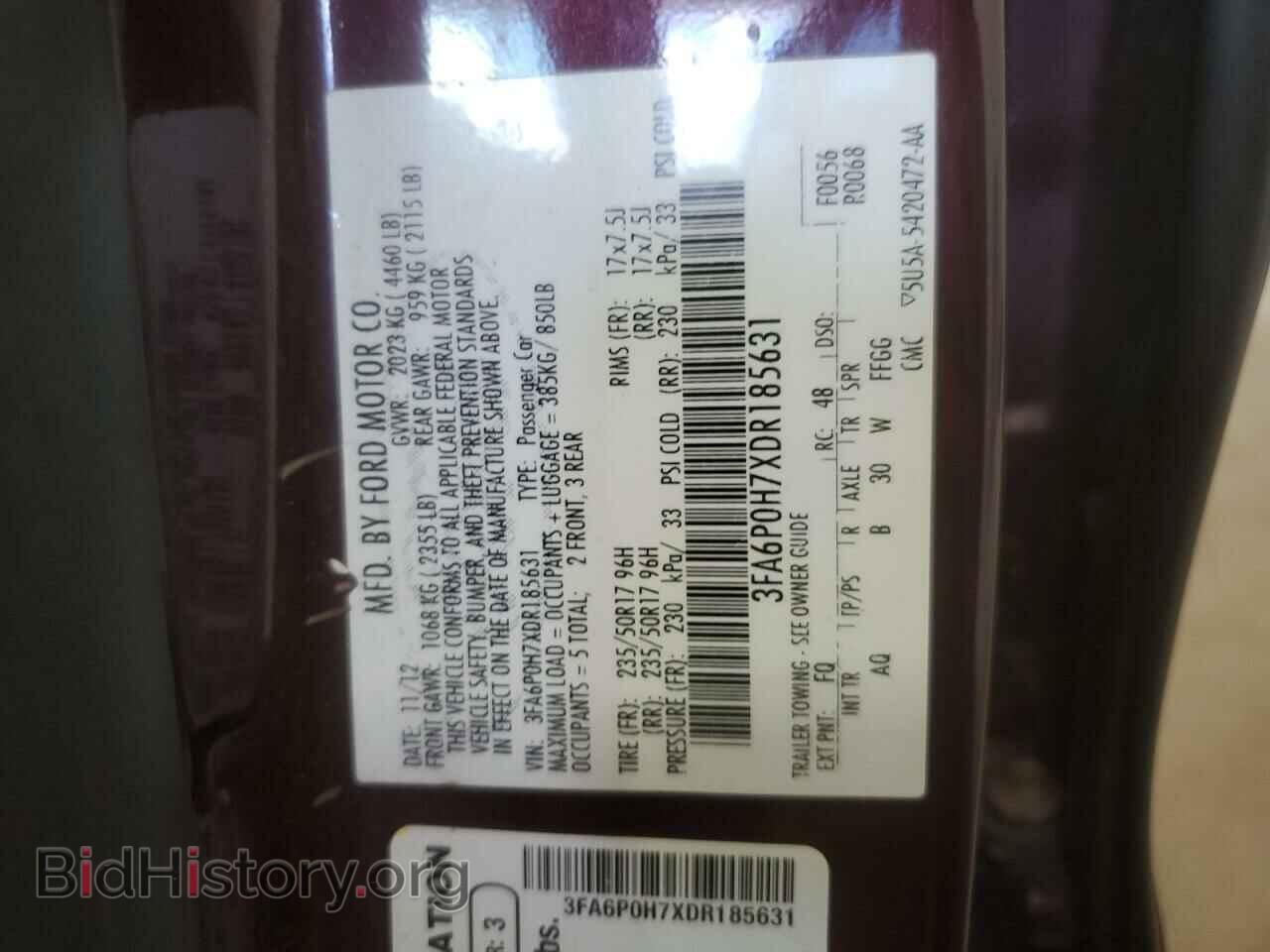 2013 FORD FUSION - VIN: 3FA6P0H7XDR185631 - Фото 12
