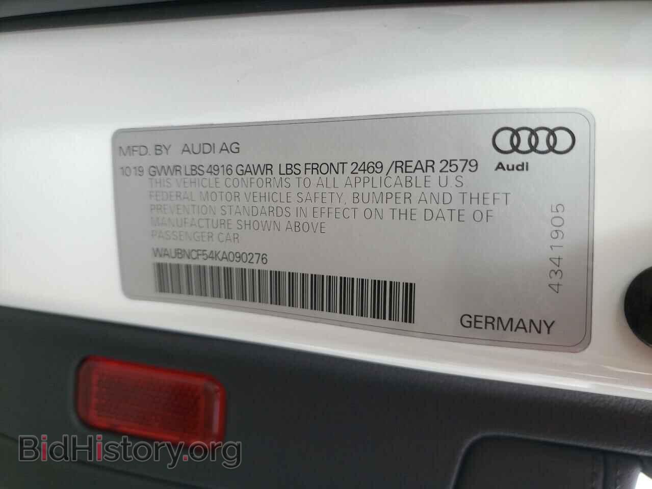 2019 AUDI A5 - VIN: WAUBNCF54KA090276 - Фото 10